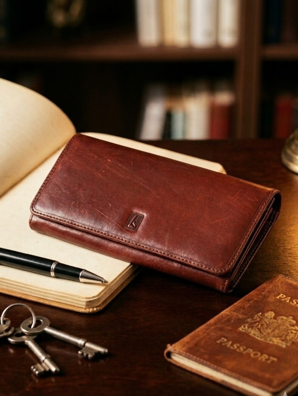 Vintage Lodis 90s Cognac Leather Handmade Wallet